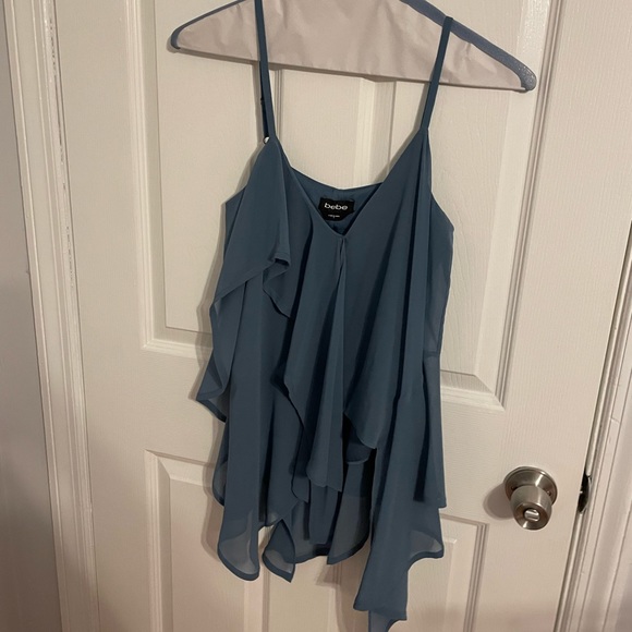 Slate blue Bebe flowy strappy shirt - Picture 2 of 6